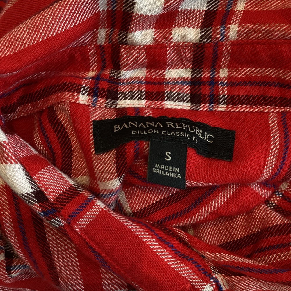 Women’s Banana Republic Button Down Long Sleeve Shirt Dillon Viscose Small Red - Picture 10 of 12